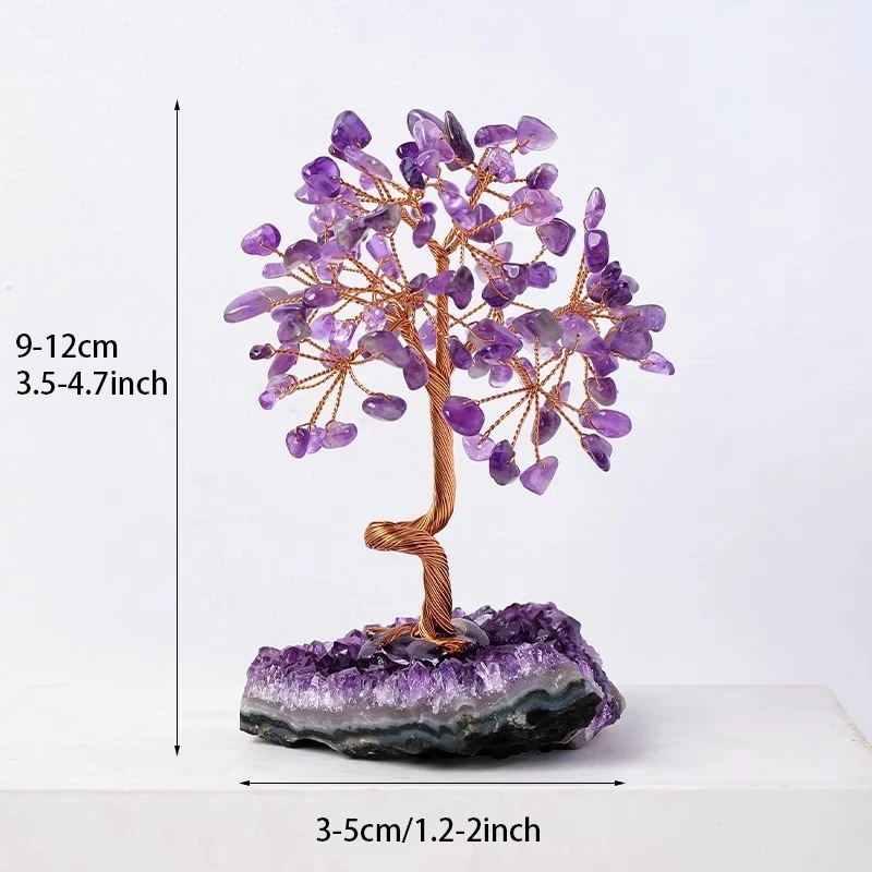 Natural Amethyst Money Tree, Feng Shui Crystal for Wealth Attraction, Desktop Craft Ornament, Unique Reiki Healing Gift