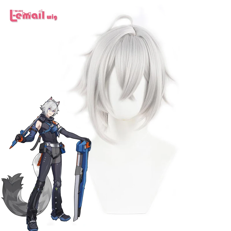 

L-email wig Synthetic Hair Game Zenless Zone Zero Seth Lowell Cosplay Wigs 30cm Short White Color Wig Heat Resistant Wig