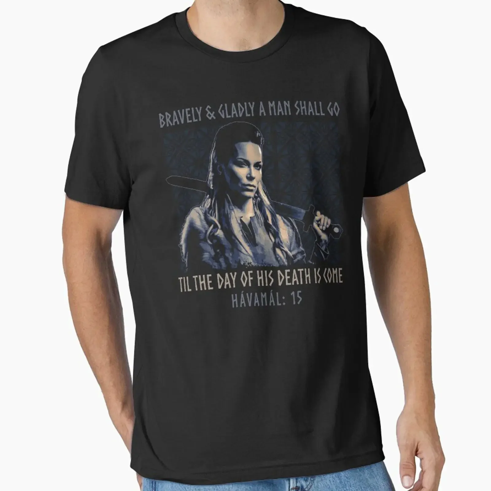Bravely Gladly a Man Shall Go Norse Viking Proverb Havamal designed and sold by Proverbial Wisdom Design vintage Washed Unisex