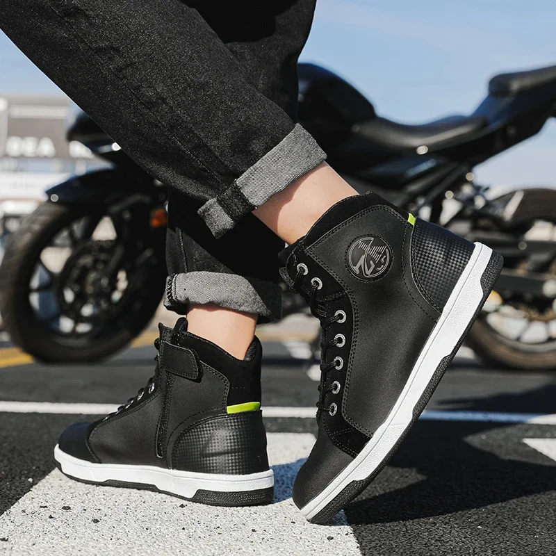 Biker Riding Shoes SneakerMen Boots,Lightweight Motorcycle Racing Shoes,Boots,Rubber Anti Slip, Shoes Travel Sneaker