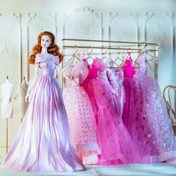 Ornate dress / pink gown + shoes / unique design 1/6 Doll clothes suit outfit accessories for 30cm Xinyi Fr2 ST PP Barbie Doll