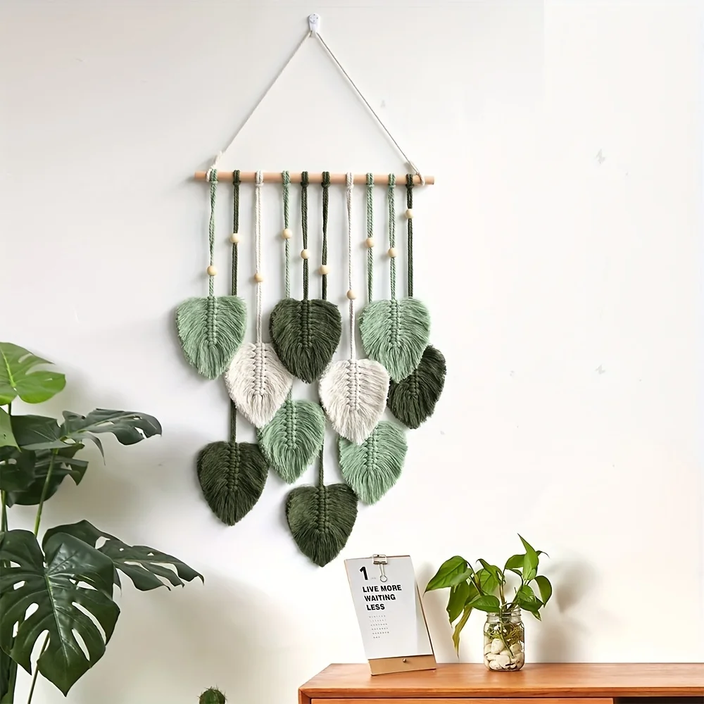 1 Piece Macrame Jungle Nursery Decor, Leaf Garland, Green Theme Decor, Nursery, Classroom Room Decor, Christmas Gift