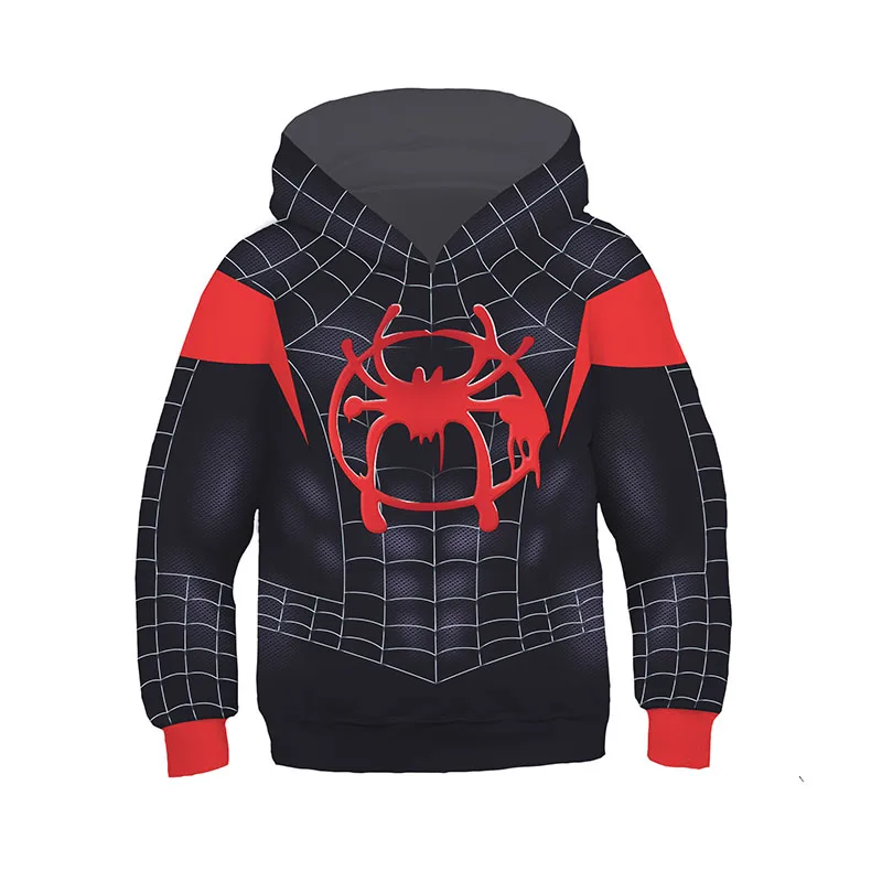 Kids Superhero Hoodies Miles Morales 3D Style Zipper Sweatshirt Spider Gwen Jacket for Boys Girls Anime Cosplay Costume