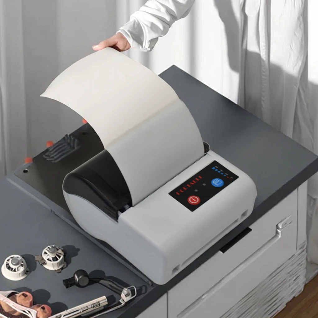 Printer Mini Portabel Praktis 80Mm Printer Barcode Label Termal Tanpa Tinta Nirkabel dengan Mesin Cetak Tagihan Android IOS untuk Ponsel
