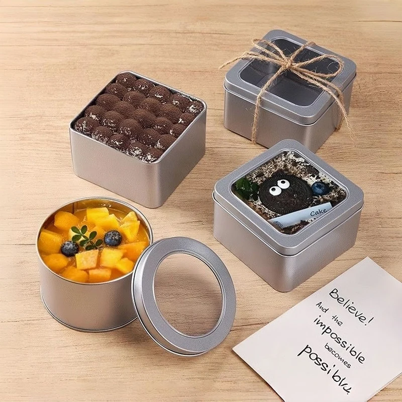 

5pcs Tiramisu Mousse Cake Iron Square Dessert Boxes With Lids QBaked Cookie Packaging Containers Fruit Pudding Mousse Parfait Cu