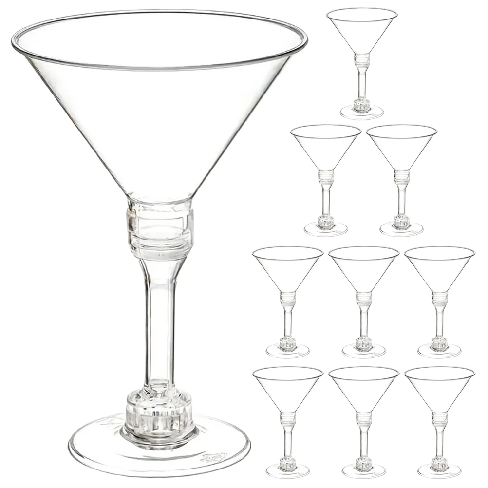 

10 Pcs Cocktail Glasses Plastic Goblets Cups Party Martini Container Clear