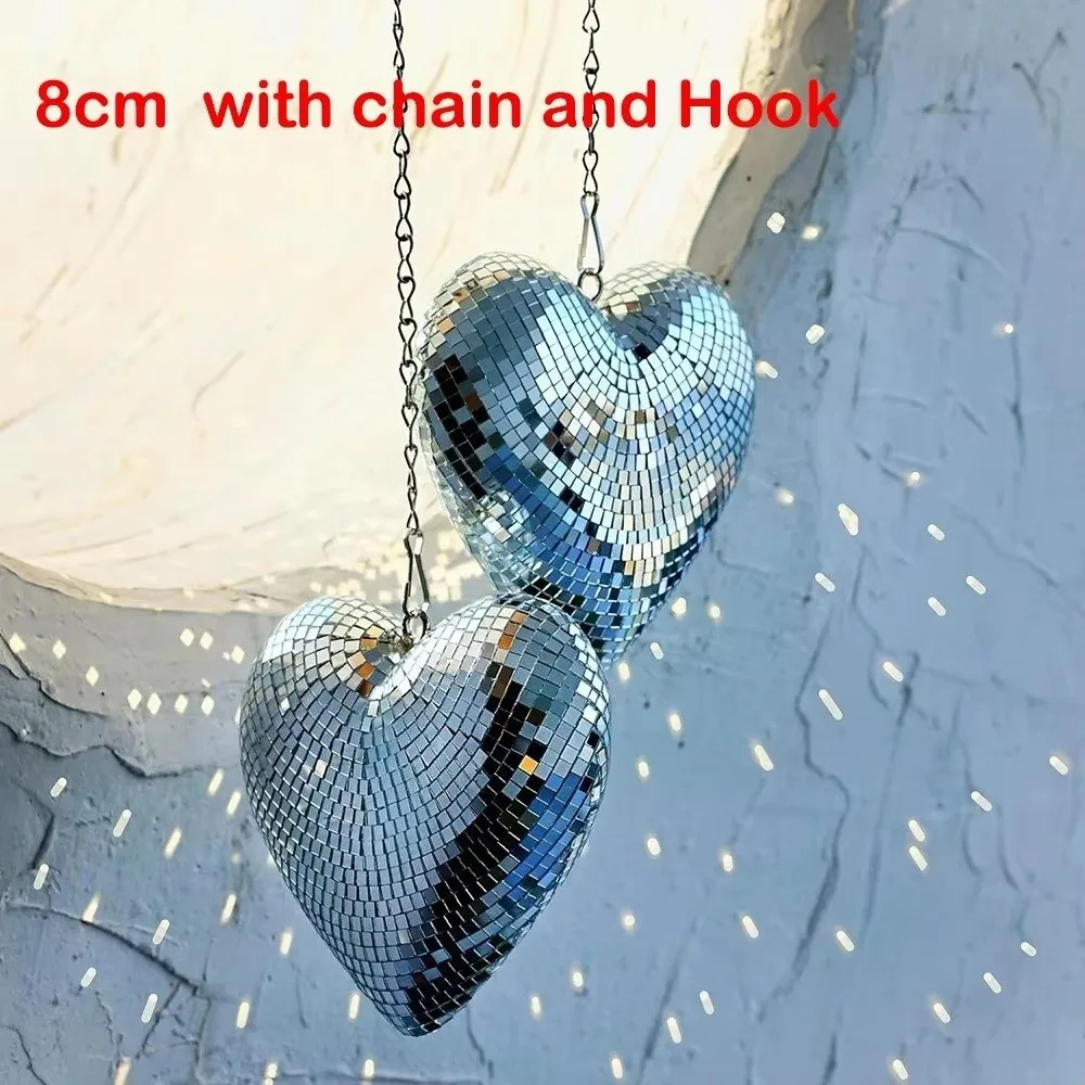 Reflective Disco Ball Decorations Home Decor with Chain Heart-Shaped Pendant Lightweight Glass Disco Ball Ornaments Wedding