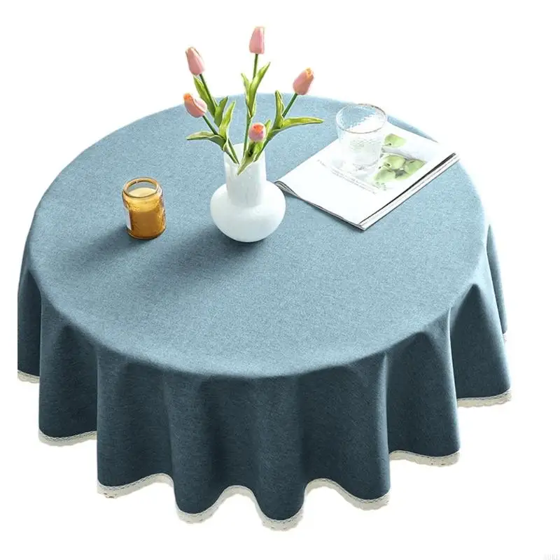 غطاء طاولة مستديرة مقاوم للانسكاب من A0KE بوليستر قابل للغسل للتجمعات العائلية #2