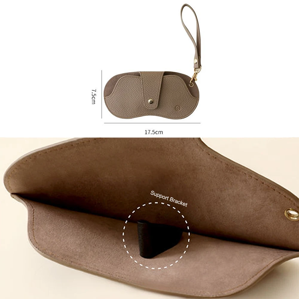 Soft Lychee Pattern Pu Leather Glasses Bag Retro Sunglasses Case Portable Myopia Frame Case Simple Eyeglasses Bag image 5