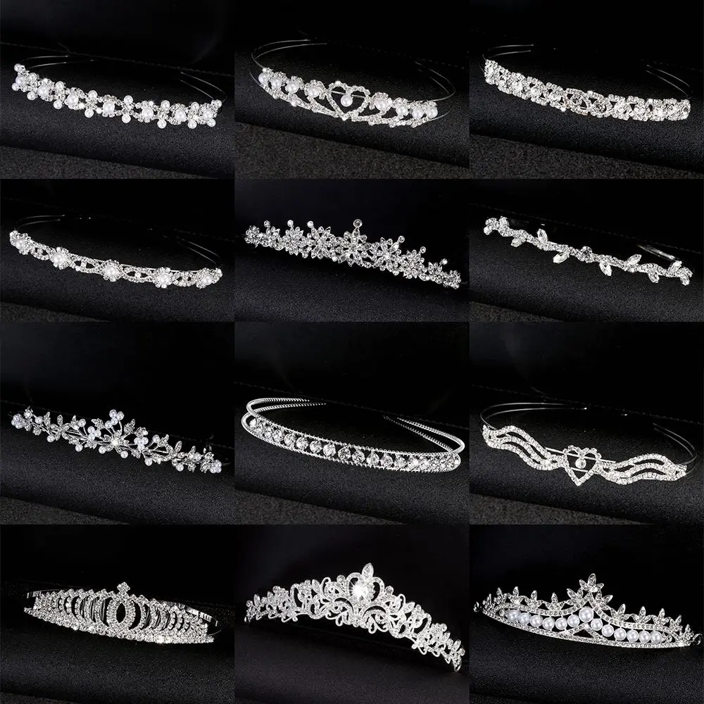 

Women Girls Headdress Rhinestones Crystal Fashion Hair Accessories Crown Headbands Princess Tiara Headpieces