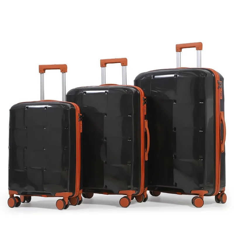 New ABS+PP Material Three-piece Suitcase Multi-wheel Luggage Travel Rod Large Capacity Boarding Box