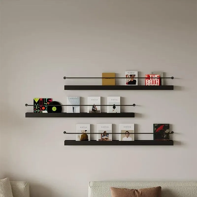 Nordic Simple Wrought Iron Wall Shelf Book Newspaper Magazine Flyer Brochure Display Stand Home Decor Storage Rack