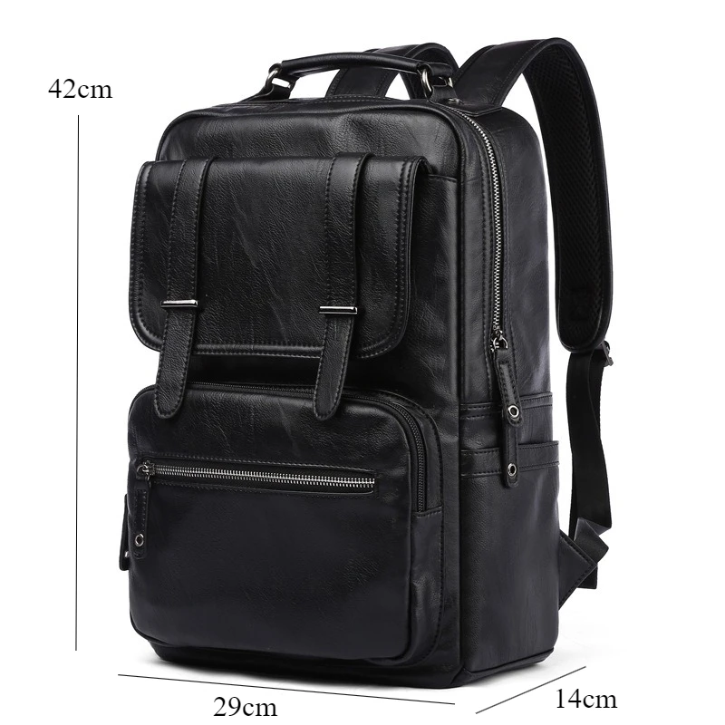 ファッションバックパック男性高級レザーバックパック男性のための大容量旅行 14 インチのラップトップバックパック複数のポケット通学