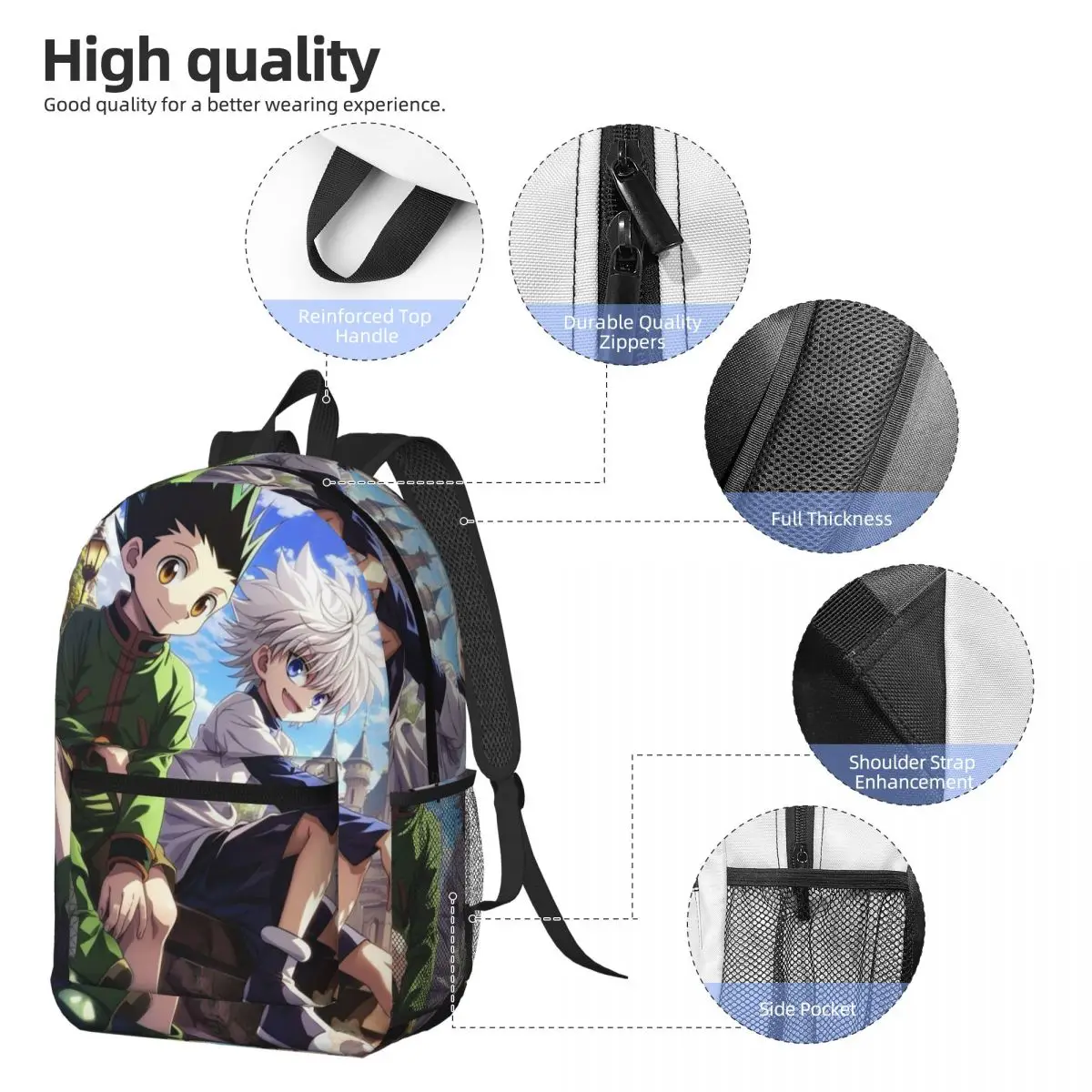 Cartoon Anime Hunter X Hunter Backpack Student BookBag Kids School Bag Computer Shoulder Bags for Men Women