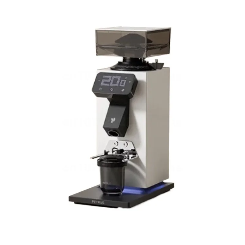 Petrus PE3799 Electric Coffee Grinder 64mm Flat Burr 90 Settings Dual Hopper Anti-Static Espresso Grinder Touch Display