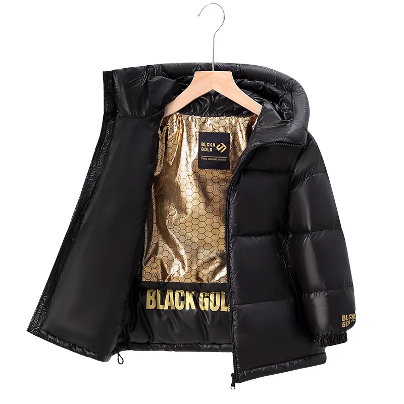 Children\'s Winter New down Jacket Jacket Black Gold down Jacket Boys Girls Middle and Large Children Thickened Short Jacket