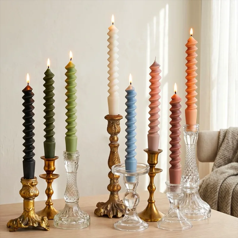 Bougies coniques de 8,66 pouces pour accessoires de décoration intérieure, bougies spirales longues colorées pour mariage, cadeau pour invités