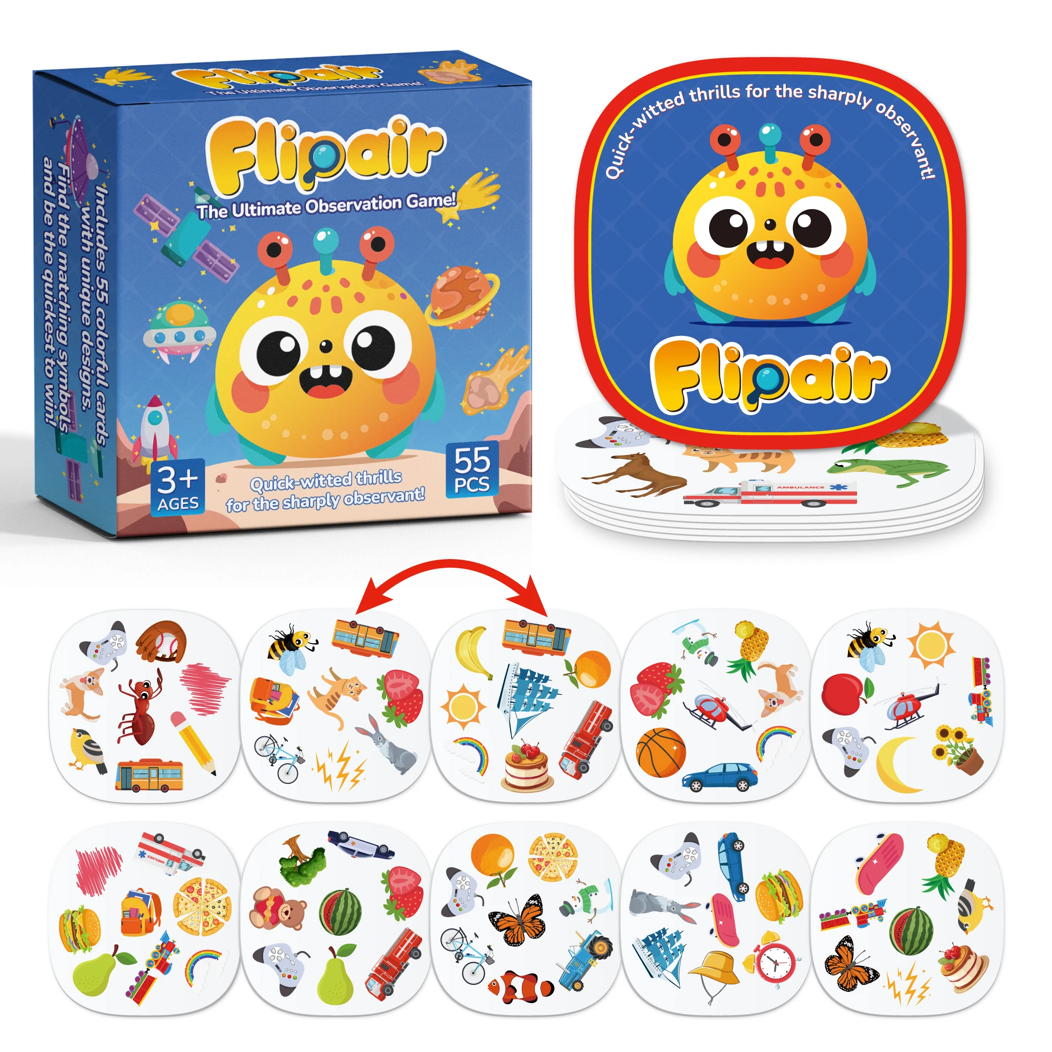 Quickly Patterns Matching Card Game Set - Memory Concentration Training Visual Perception Family School Party Travel Game