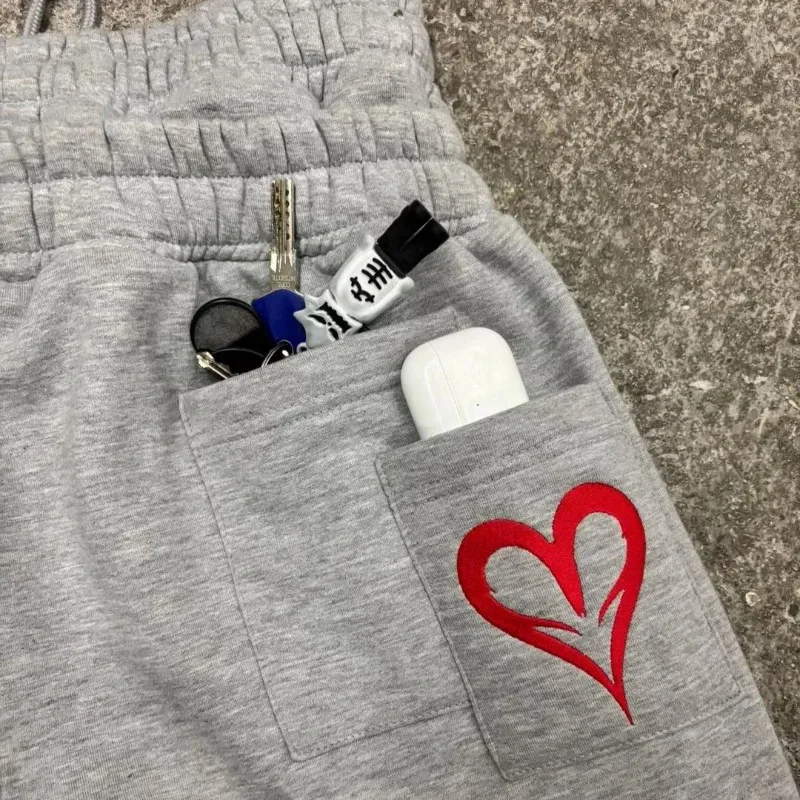 Pantaloni da jogging da uomo Hip Hop gotico Streetwear Pantaloni larghi casual cadenti Pantaloni sportivi unisex con ricamo a doppia vita