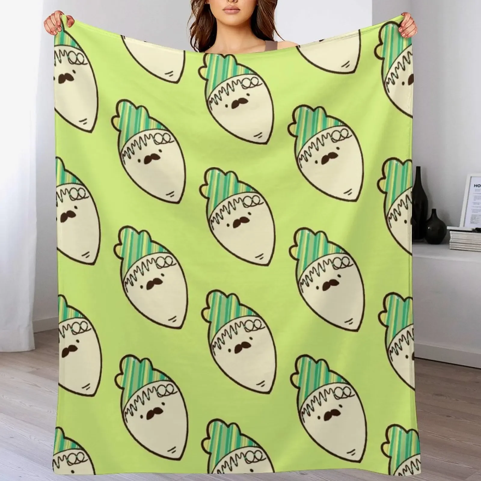 

MAMAMOO -Design Radish with Mustache Throw Blanket Faux Fur Soft Warm Blanket for Bed