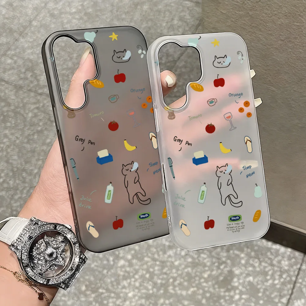 Cute Cat Phone Case For Samsung Galaxy S25 S24 S26 Ultra S23 A56 5g A57 A37 A17 A16 A07 A06 A36 A35 A55 A54 A53 A26 Soft Cover