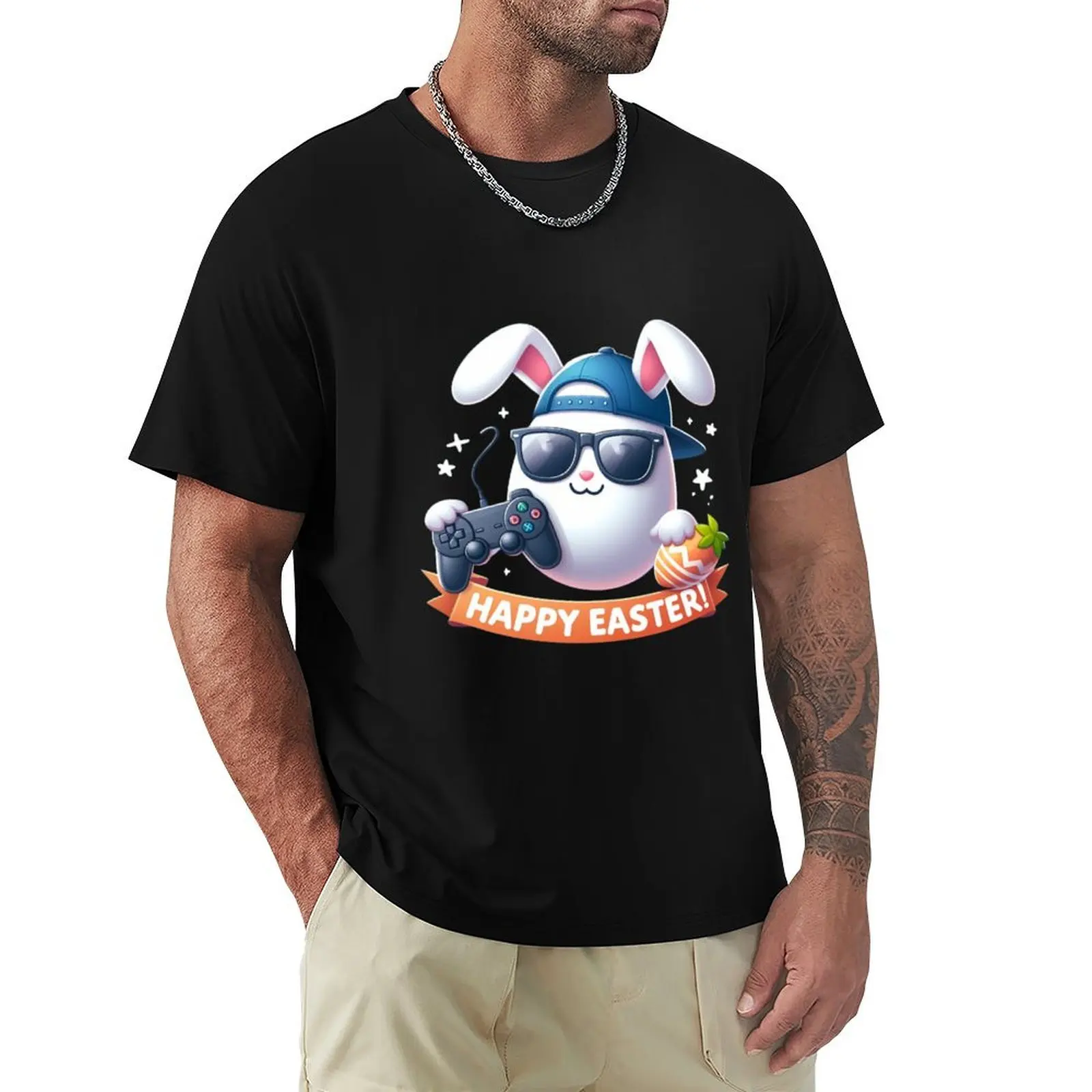 Video Game Bunny Eggs Happy Easter Day Tee T-Shirt Independence Day Short Sleeve T-Shirt