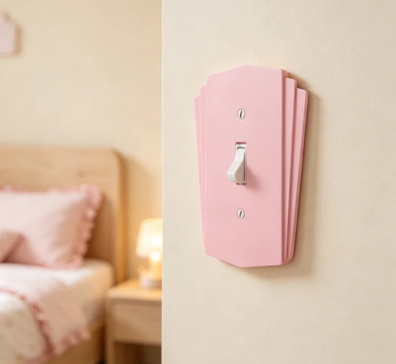 Simple Stacked Pink Plastic Light Switch Cover Ins Style Bedroom Wall Socket Decor Creative Switch Plate