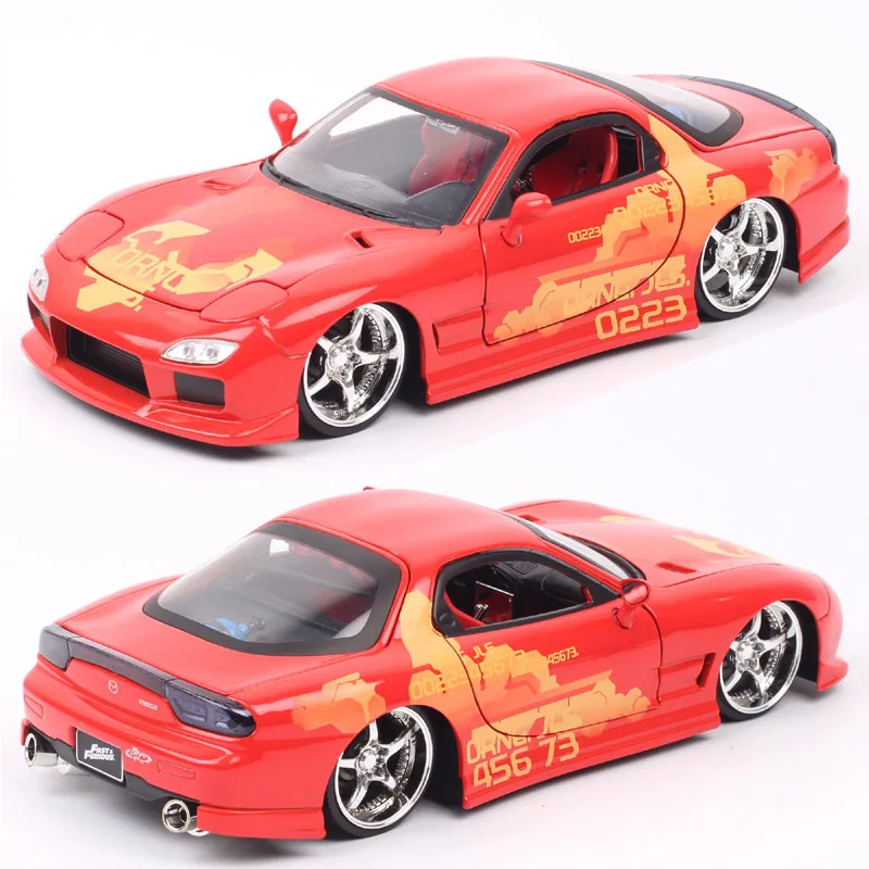 Car Only! 1/24 Scale Jada Dom\'s 1993 Mazda RX-7 RX7 Car fast Diecasts & Toy Vehicles Red Furious Racing Miniatures