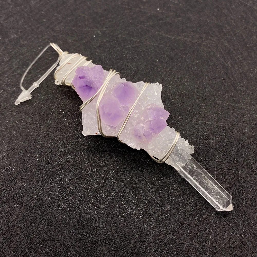 

Hand-wrapped Irregular Shaped Natural Stone Colorful Crystal Single-hole Pendants DIY Materials for Necklaces and Earrings