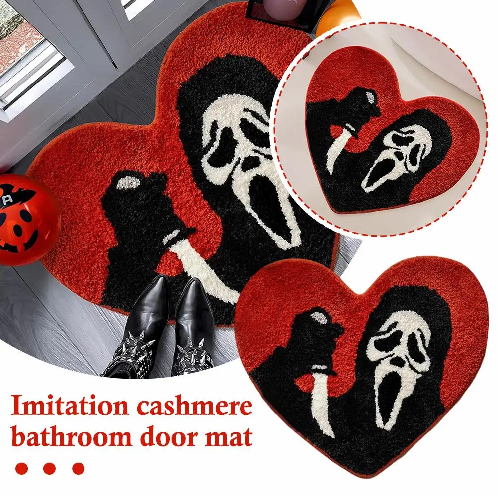 Image of Halloween Teufel Geist Boden Matte Nachahmung Kaschmir Badezimmer Tür Matte Anti-Rutsch Und Schmutz-Beständig Matte Hause Dekoration