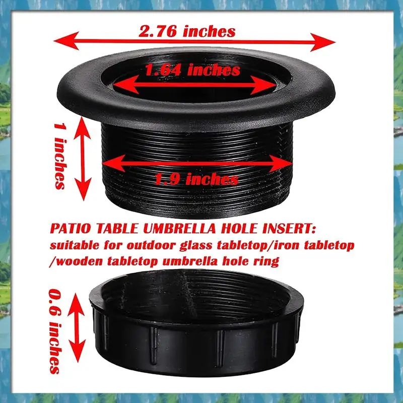 AB07 Set completo di tappi per anello con foro per ombrellone per tavolo da patio esterno - Adatto per copertura del foro dell'ombrellone e stabilizzazione del palo