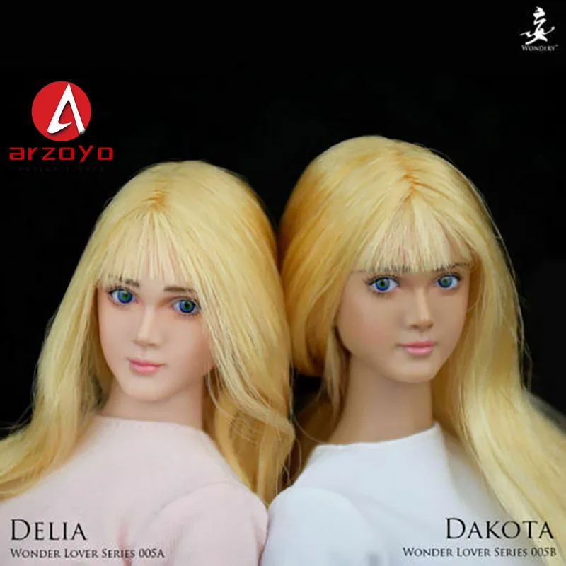 

WONDERY WLS005 1/6 Female Movable Eyes Head Sculpt Blonde Suntan Pale Hair Head Carving Model Fit 12'' Soldier Action Figure