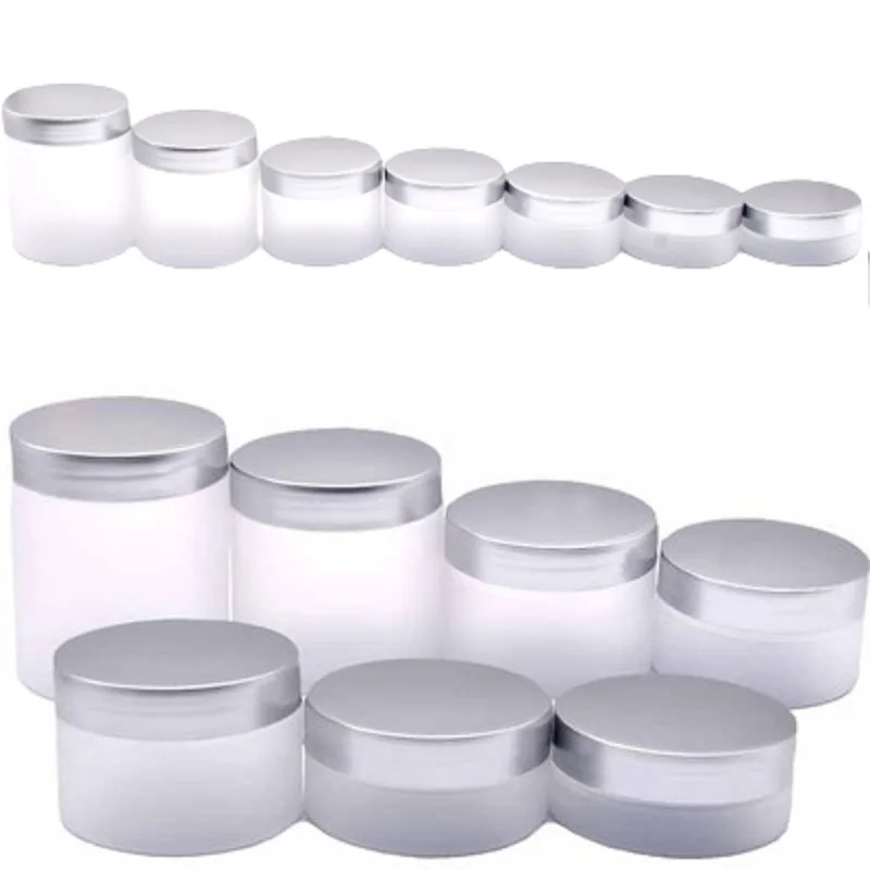 

20Pcs Packing Container Plastic Frost Bottle Jar Silver Lid Wiht White Pad 50G 80G 100G 120G 150G 200G 250G Refillable Cosmetic