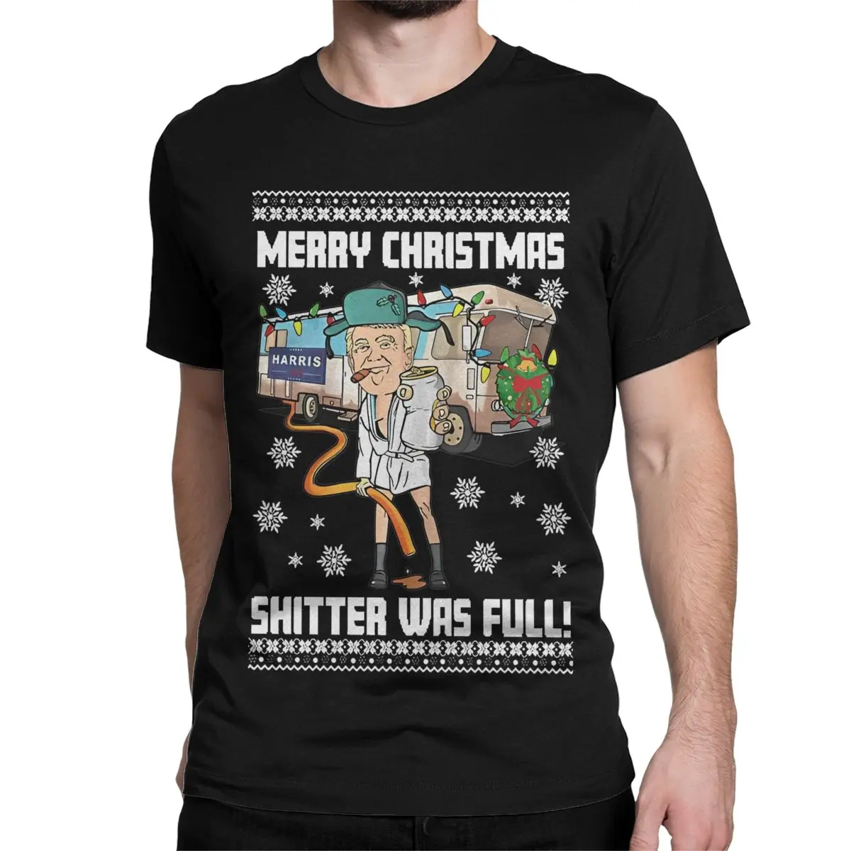 Donald Trump Merry Christmas Shitter Was Full Trumpmas Xmas Daddys Home Men's T Shirts Tee Shirt T-Shirt 100% Cotton Clothes