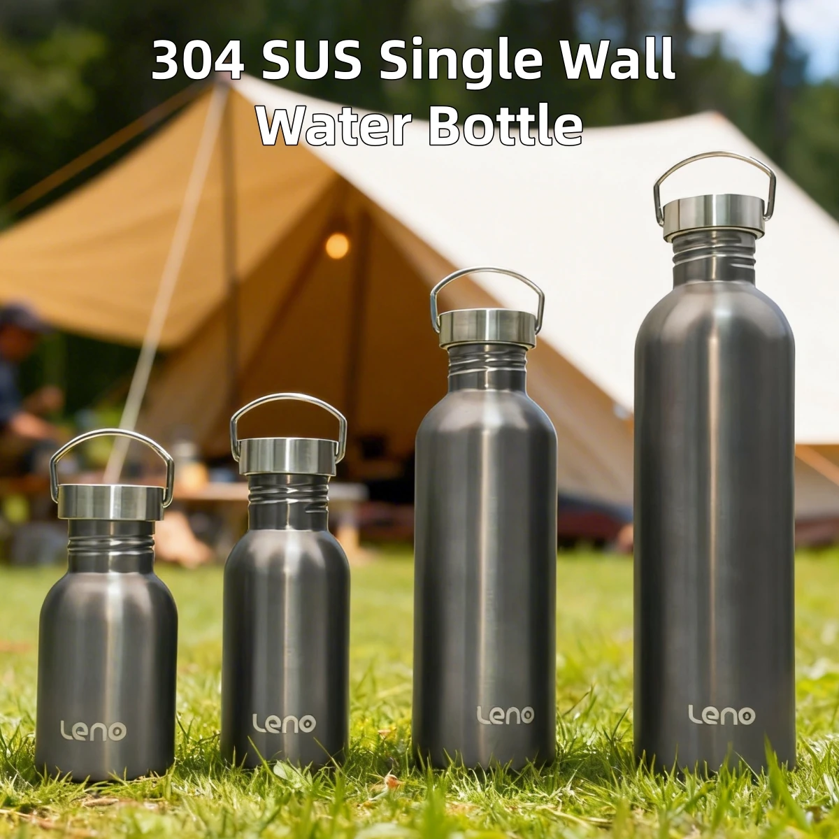 Stainless Steel Water Bottle 350-2000ml Large Mouth Single Wall Sports Bottle Flask with Full Stainless Steel Lid