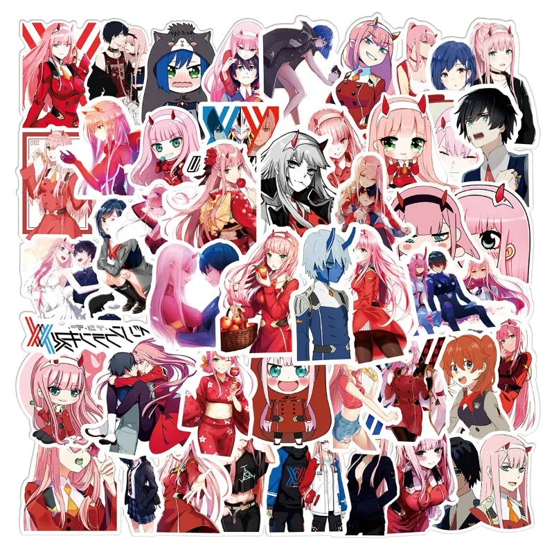 50pcs FranXX Ins Anime Stickers Suitcase Water Cup Stationery Mobile Phone Car Scooter Laptop Refrigerator Decorative Stickers