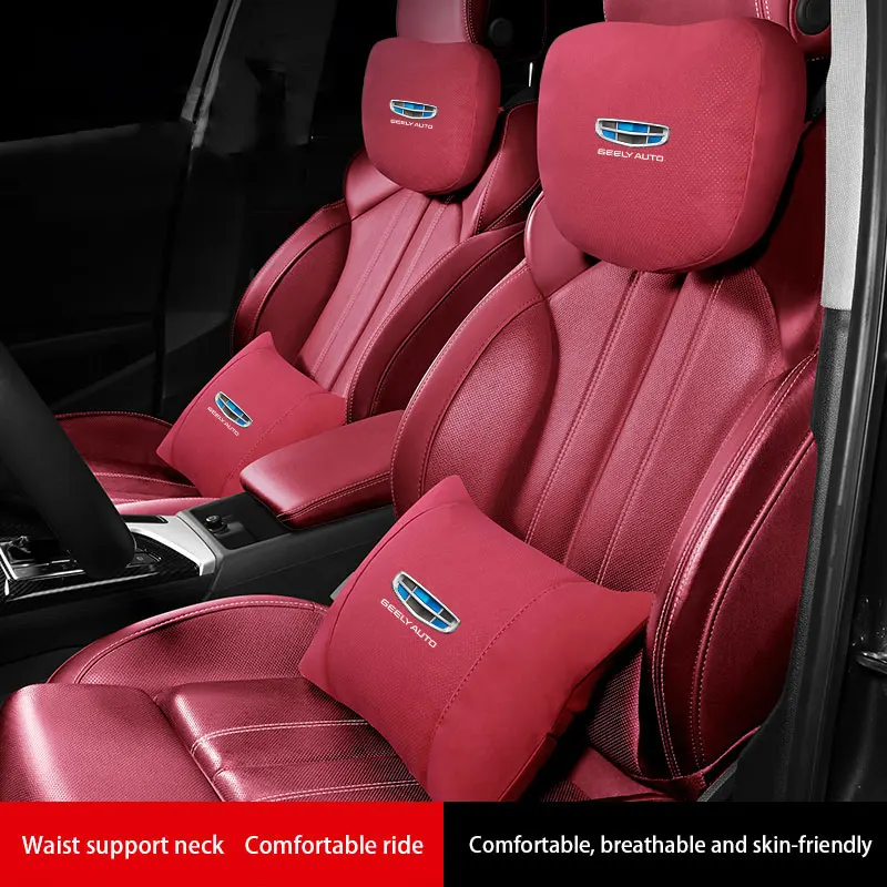 

Автомобильная замшевая подушка для шеи для Geely Coolray 2019-2020 Atlas Boyue NL3 Emgrand X7 EX7 SUV GT GC9 Borui, подголовник, поддержка талии, сиденья