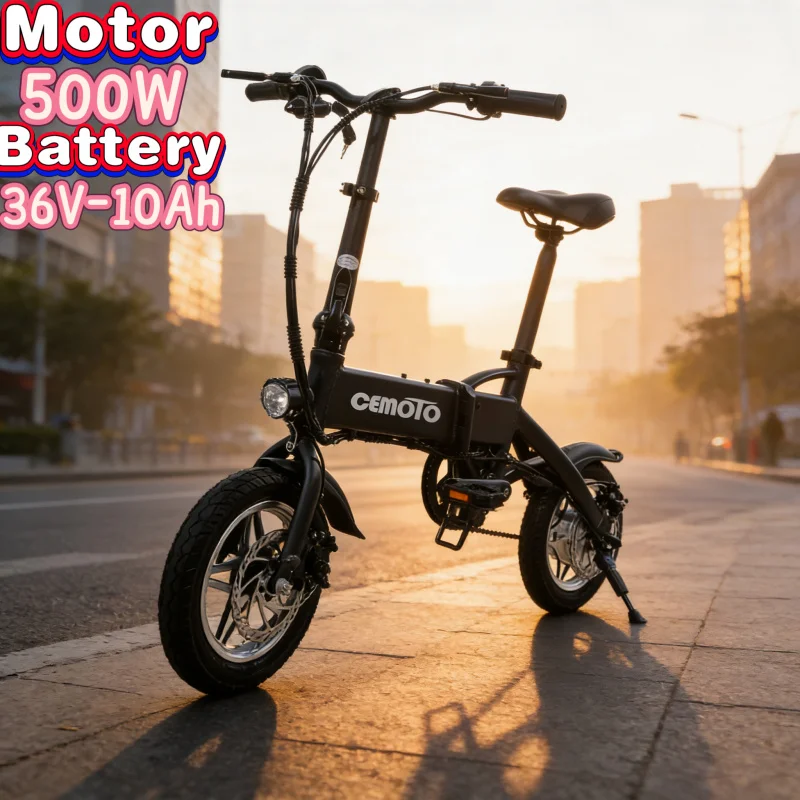 

Foldable 14-inch electric bike, mini lightweight E-Bike, 500W motor 36V10AH lithium battery urban electric moped two-wheeler