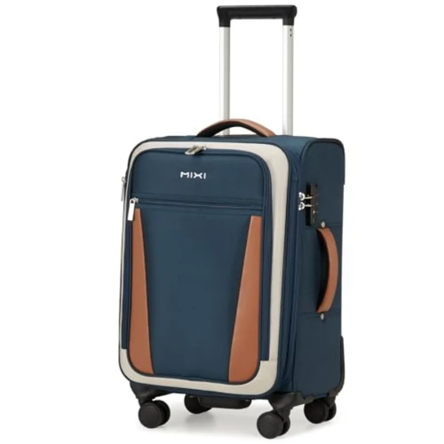 

20-дюймовый мягкий расширяемый чемодан для ручной клади с передним карманом, одобренный авиакомпаниями, легкий дорожный чемодан на колесиках