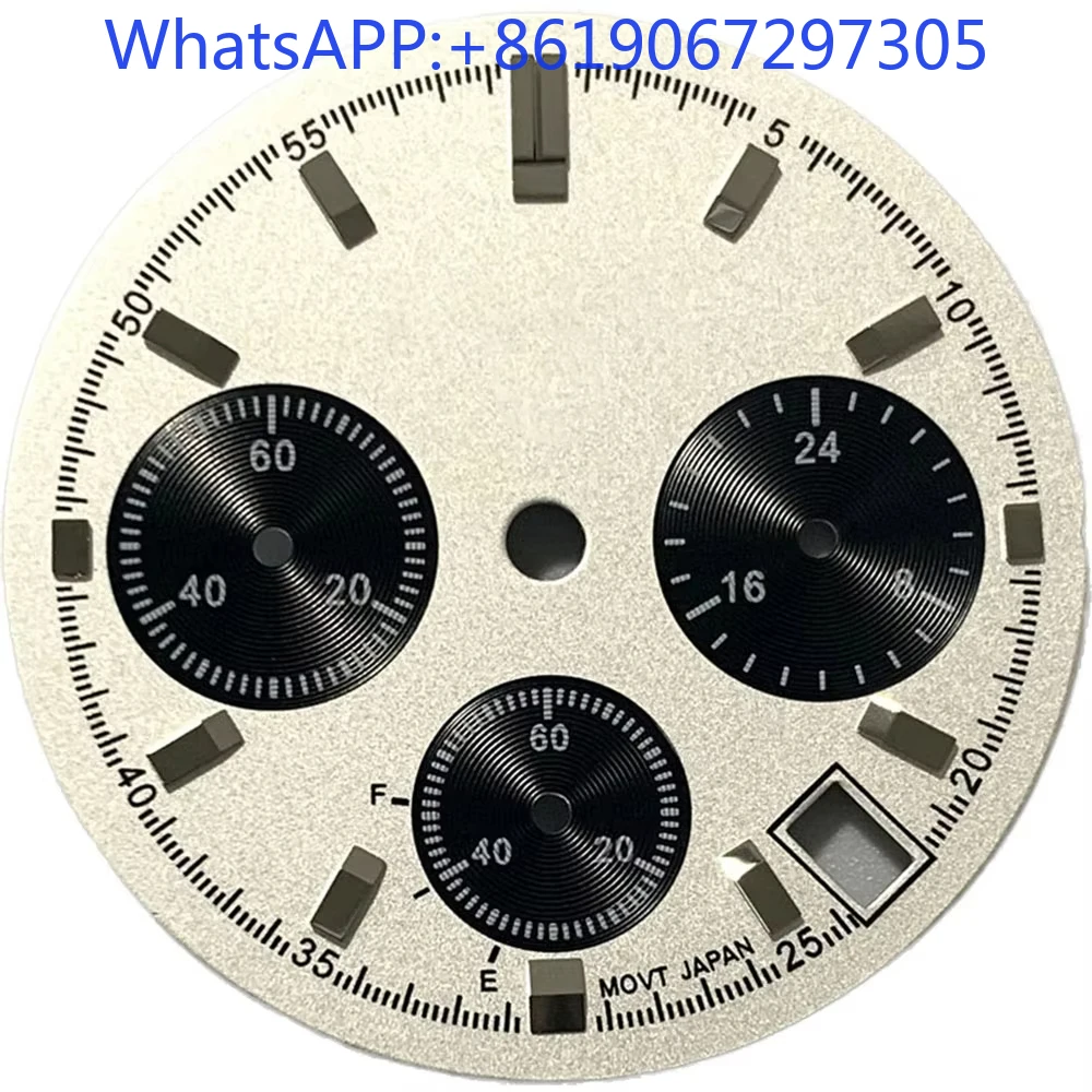단일 마커 3 눈 빈티지 시계 다이얼 VK63 석영 운동 모드 부품에 적합 Creative Sunburst Matte Green Lume