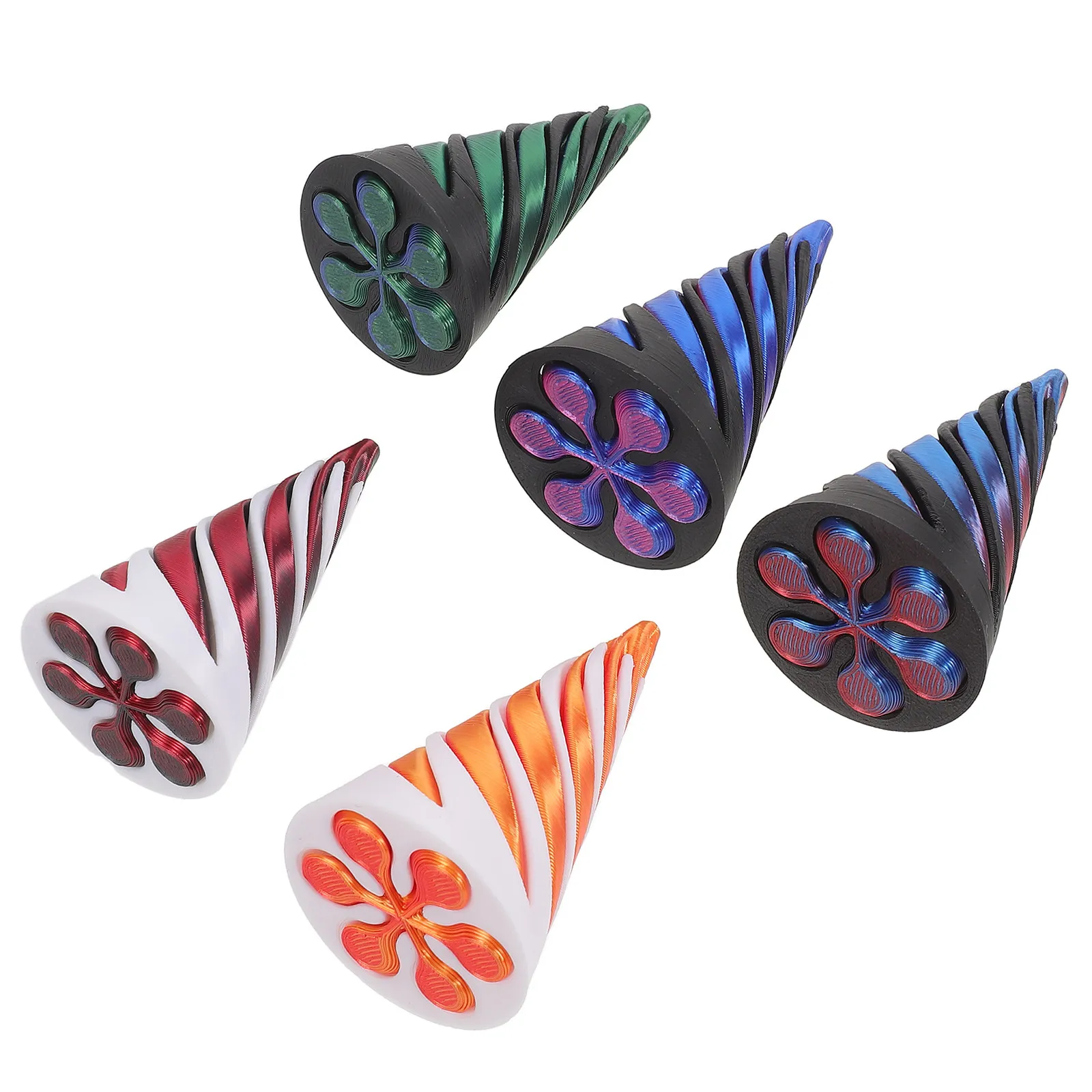 

5pcs 3D Printed Fidget Spiral Cone Impossible Pyramid Passthrough Puzzle Sensory Desk For Adults Kids Stress Relief Game