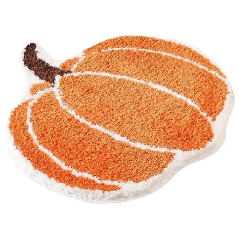 Pumpkin Bath Rug Soft Bathroom Floor Mat 24 X 24 Inches Bathroom Rug Non-slip Absorbent Bath Mats Washable Doormat For Shower