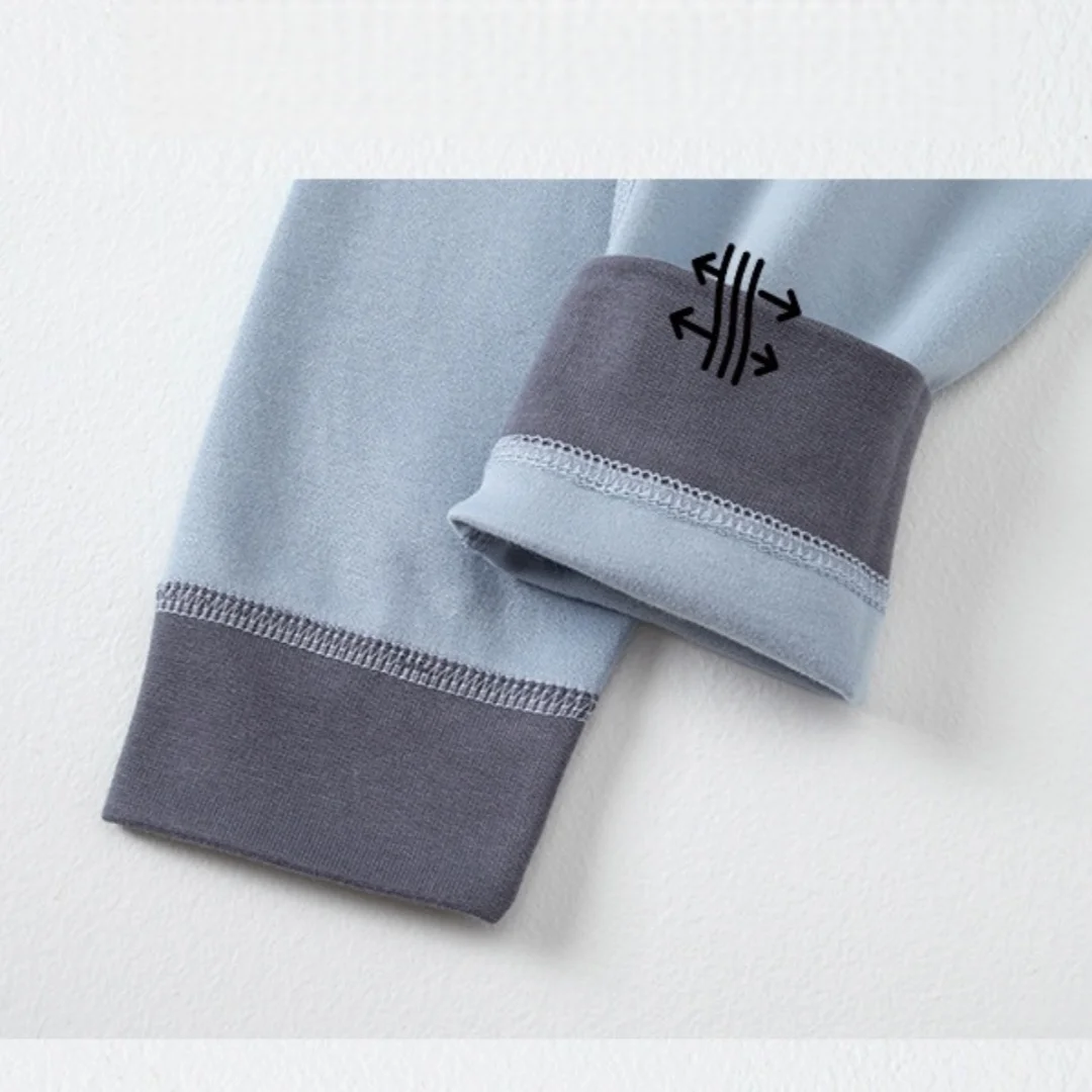 أطفال بوي القطن ملابس اخلية حرارية مجموعات الشتاء 4-9Y الأطفال التباين اللون الدافئة المتسكعون طويلة الأكمام السراويل لينة فتاة منامة #6