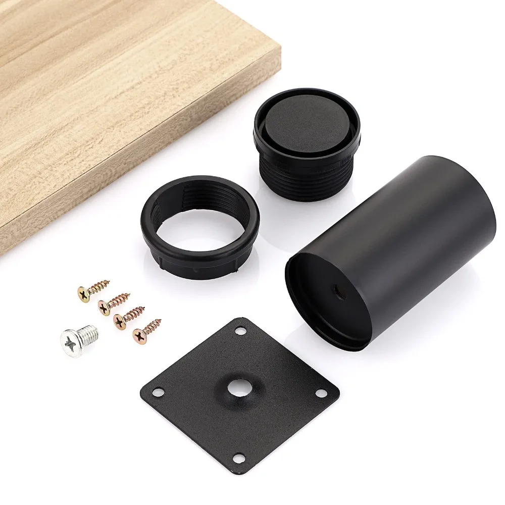 أجهزة أثاث عالية الجودة مقاس 4 بوصة أرجل قطع الأثاث من الفولاذ المقاوم للصدأ وأرجل خزانة معدنية سوداء وأرجل بديلة للأثاث