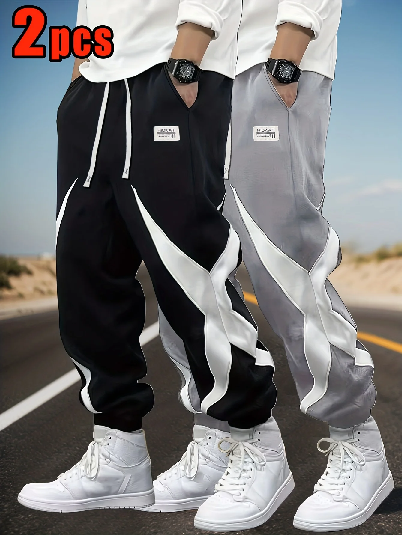 

Мужские брюки-джоггеры с геометрическим узором, 2 шт., коричневые/