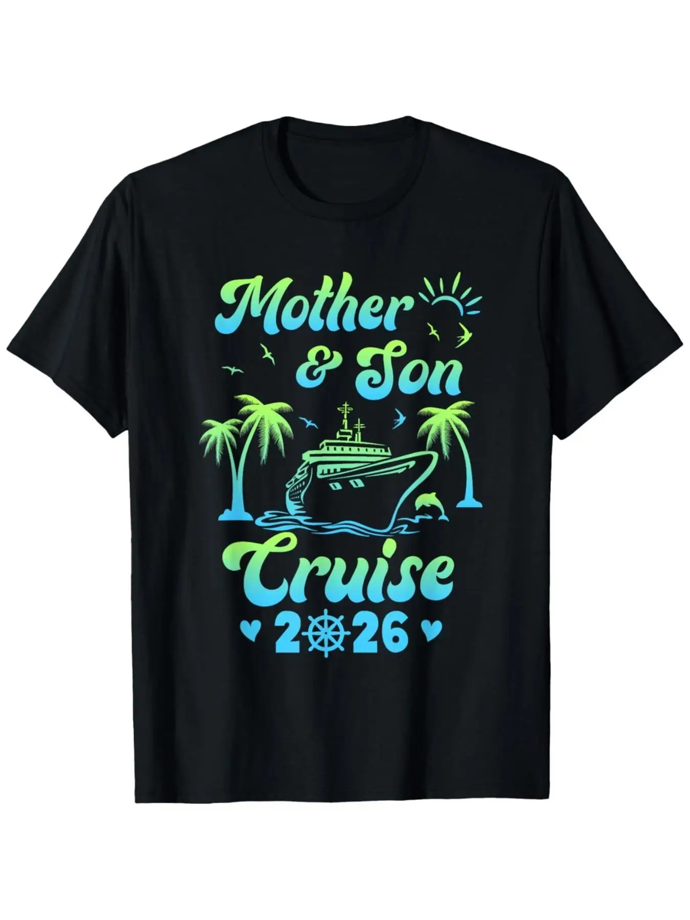Mother & Son Cruise 2026 Matching Family Trip T-Shirts - Funny Cruise Vacation Tees with Printed Cruise Ship & Date, Comfort Fit