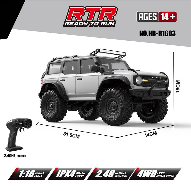 New product R1601-09 Ford Wrangler remote control car 1:16 Wrangler climbing car brushless four-wheel drive off-road vehicle