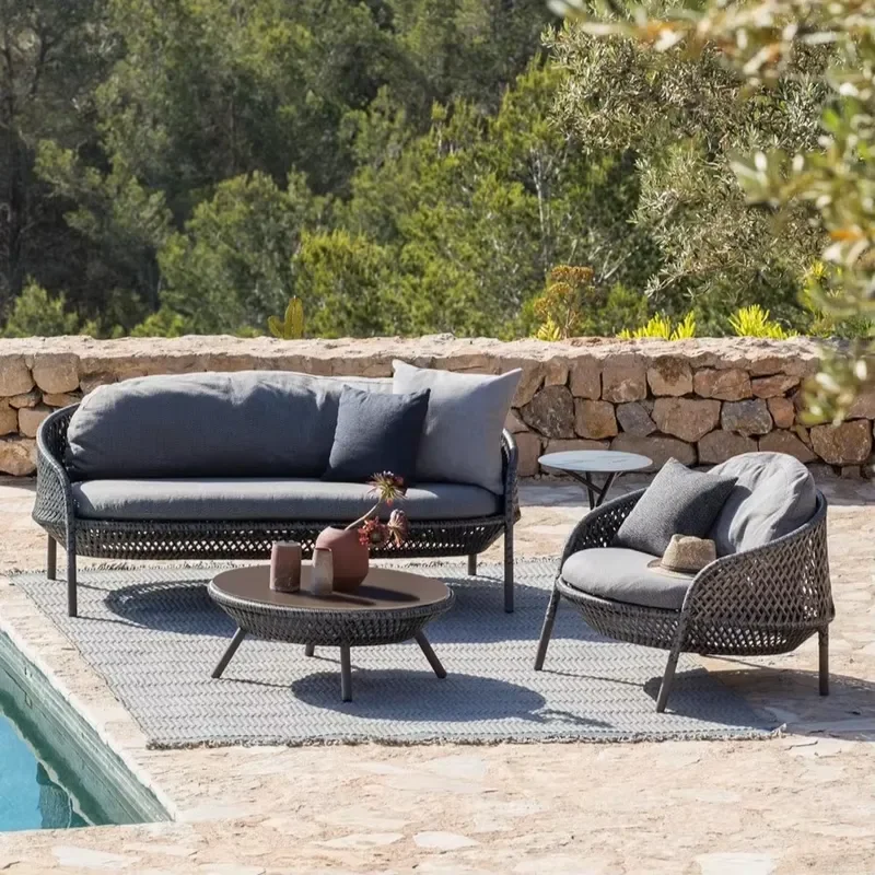 Rattan Sofa Bird's Nest Floor Courtyard Art Leisure Outdoor Woven Chair Balcony Single Table and Chair Coffee Table Furniture