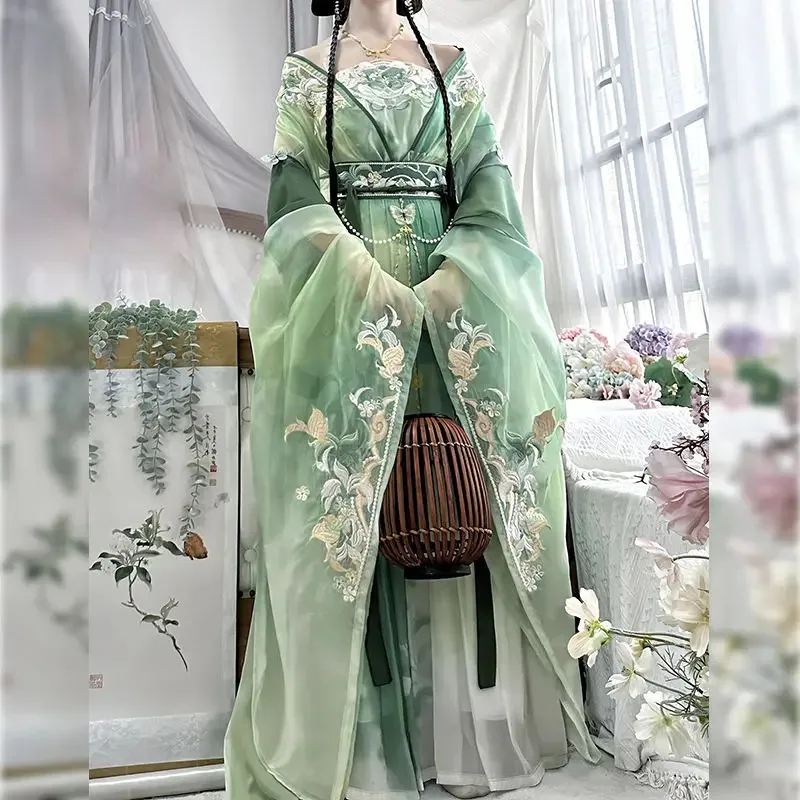 

Chinese Hanfu Dress Women Ancient Carnival Fairy Cosplay Costume Embroidery Hanfu Birthday Party Outfit Dress Photography Show