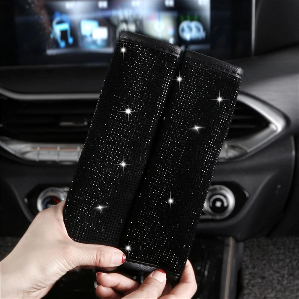 Full Diamond Crystal Car Gear Shift Collar Cover Glitter Rhinestones Auto Shifter Hand Brake Shoulder Covers Car Interior